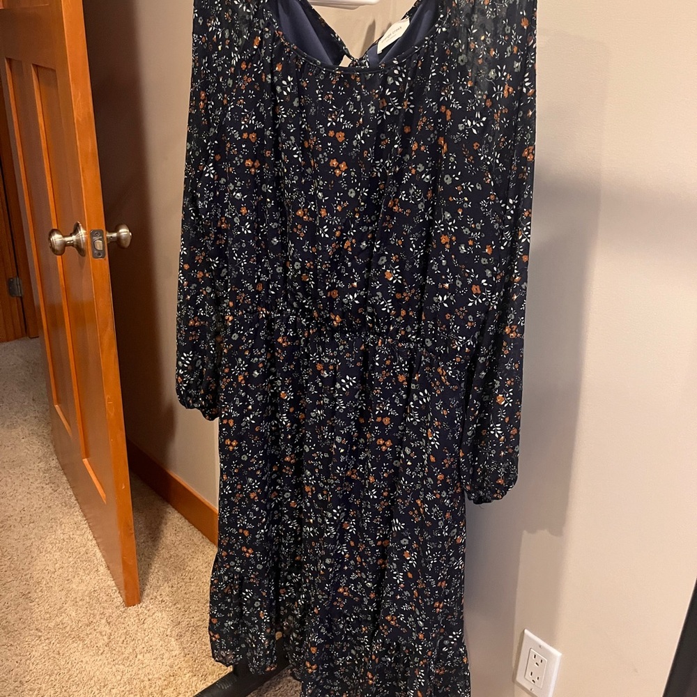 Orange Creek Floral Midi Dress - Navy and Orange